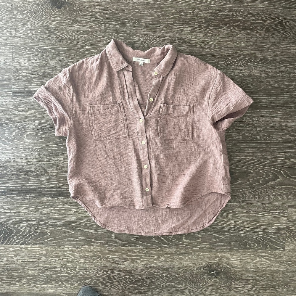 Madewell Button Down Short Sleeve Shirt (S)